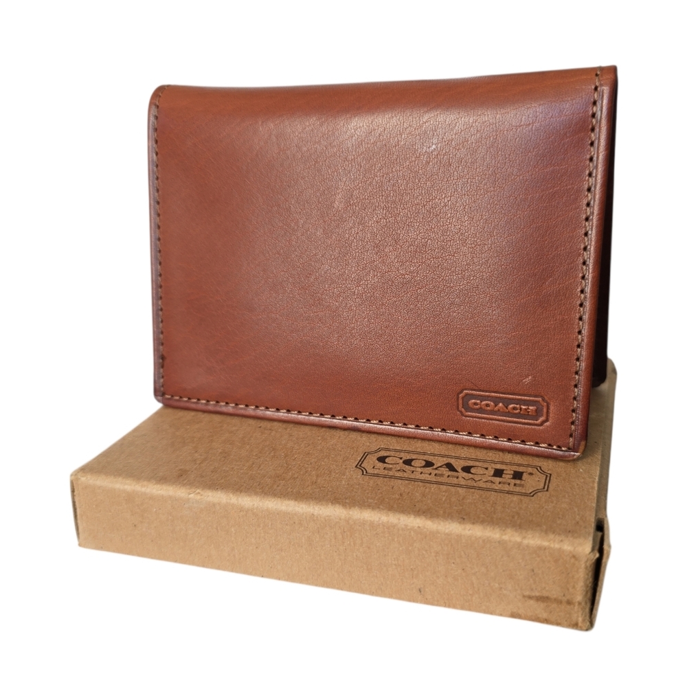 Vintage Coach Water Buffalo 4800 I.D. Wallet British Tan NEW W/ DEFECTS